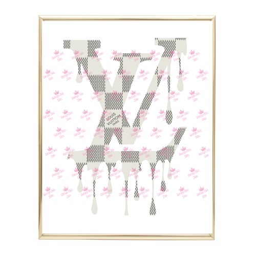 pink and black lv wall decor